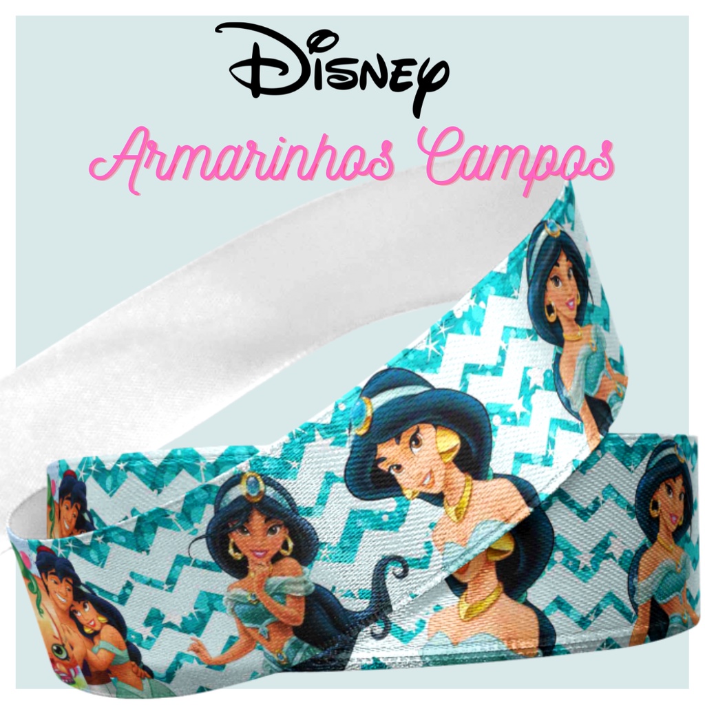 Fita Estampada Personagens da Disney Jasmine Laços Presilhas Artesanato em Geral (metro) (menor Preço) — R$ 25,22 em Shopee