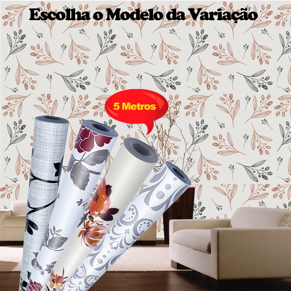 Papel de Parede Adesivo Contact Decorado Com 5 Metros | Shopee Brasil