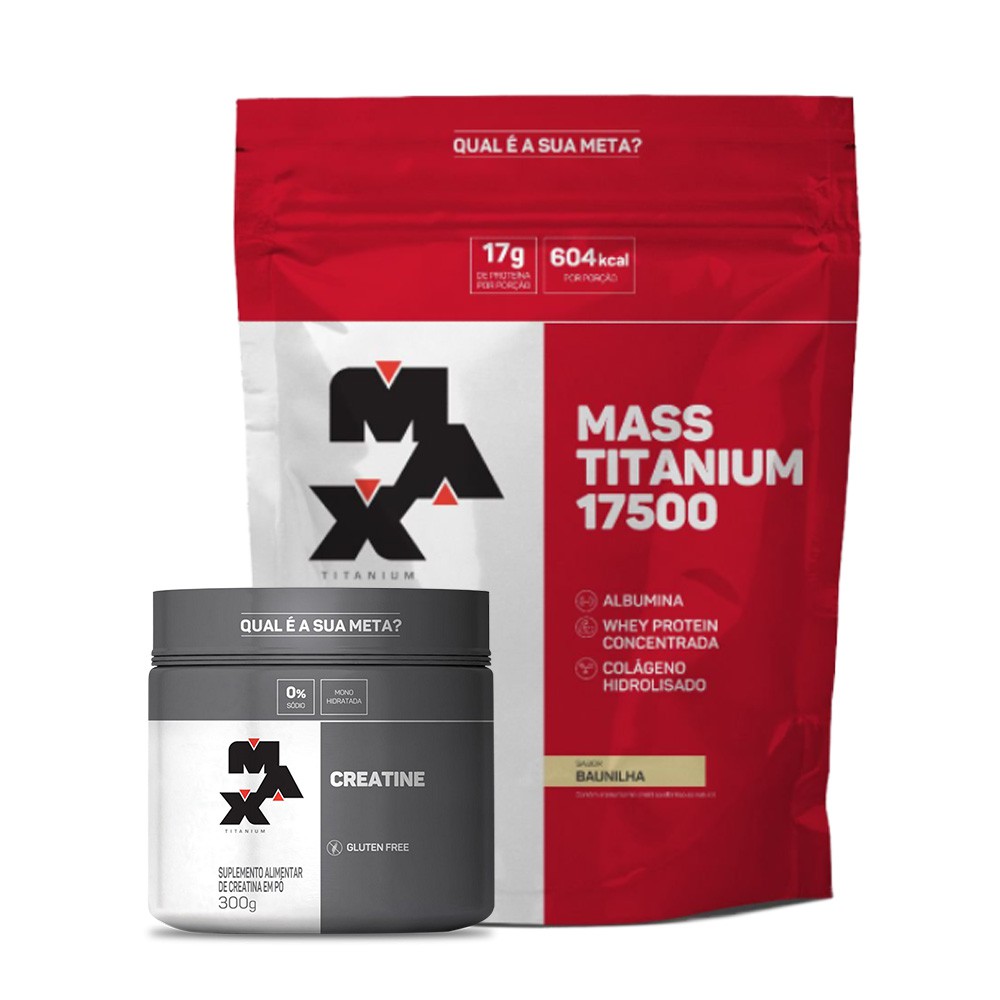 Kit Mass Titanium 3kg + Creatina 300g - Max Titanium