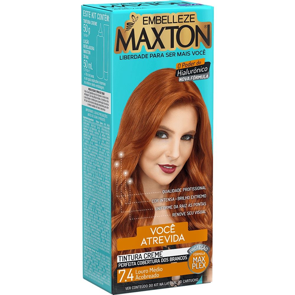 Tinta de Cabelo Maxton Você Atrevida Louro Médio Acobreado 7.4 em Oferta na Shopee