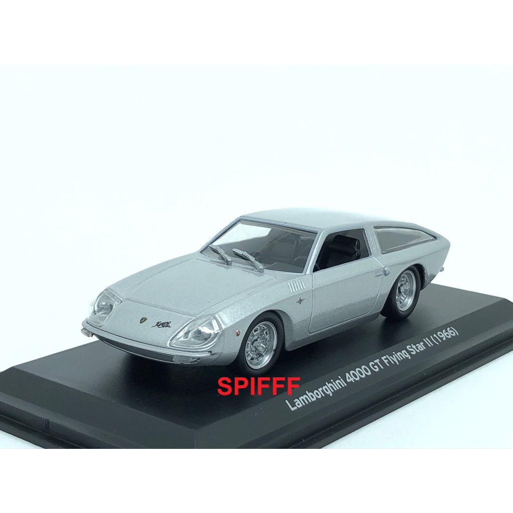 Miniatura Lamborghini 4000 GT Flying Star II 1966 Com Base e Tampa de Acrílico Escala 1:43 Lambo