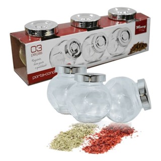 Porta Tempero E Condimentos Em Vidro Wincy 190ml Kit 3 Peças em Oferta na Shopee