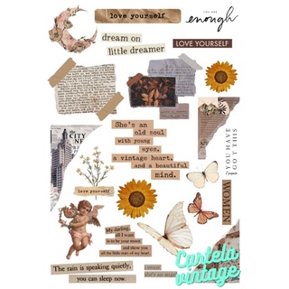 20 Pçs Adesivos Fofos Vintage Para Diário , Scrapbooking  / Bullet Journal / Papelaria / Decoração Scrapbook