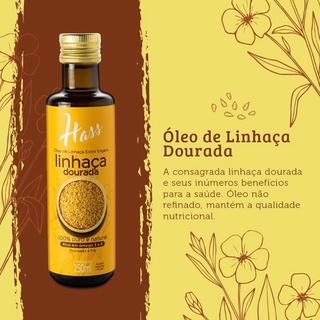 Óleo de Linhaça Dourada 100% Puro e Natural vidro 250ml