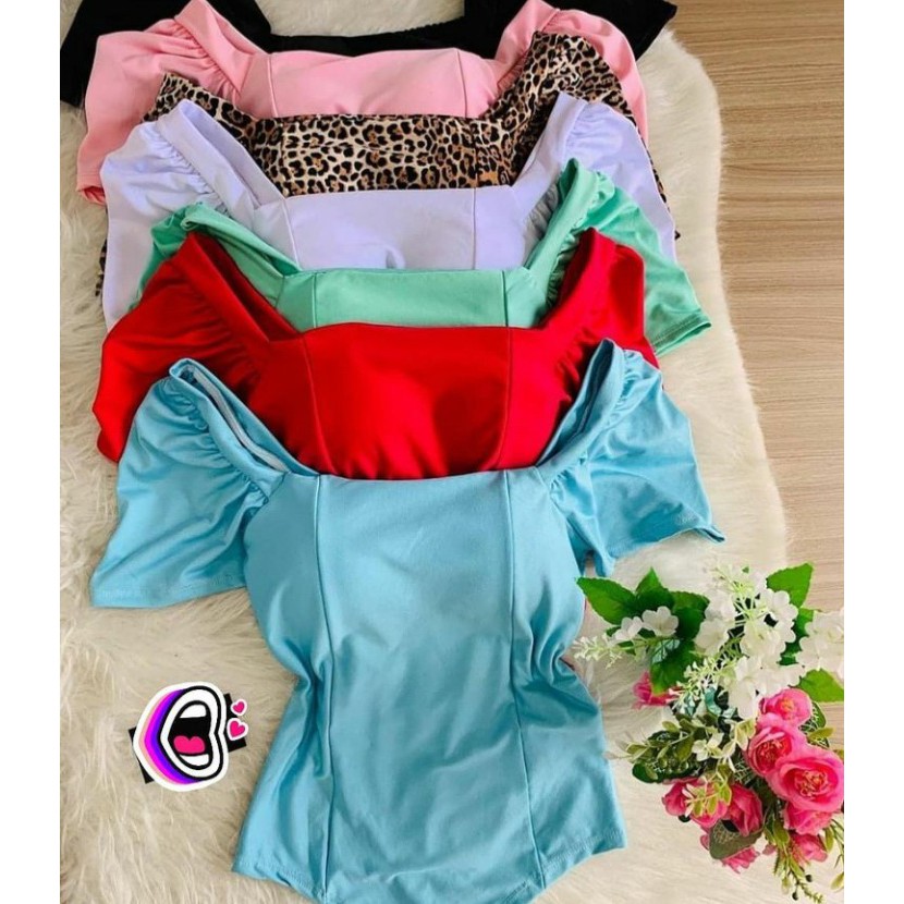 Body feminino com bojo manga curta bufante princesa blogueira