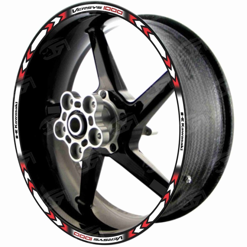 Adesivo Friso Refletivo Roda Moto Kawasaki Versys 1000 M01 branco vermelho