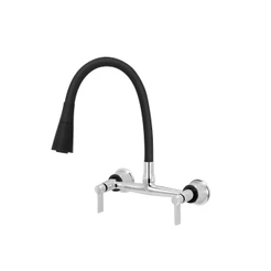 Torneira Misturador Gourmet Preto Flexível Cozinha Parede