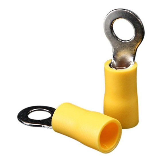 100X Terminal Pre Isolado Olhal 4 A 6mm Amarelo Rv5.5-5 M5 (Pacote c/ 100pçs)