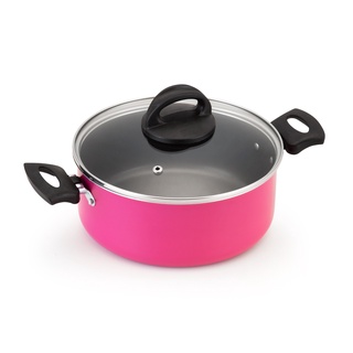 Caçarola Avulsa Antiaderente Com Tampa de Vidro N°18 1,9 Litros Rosa