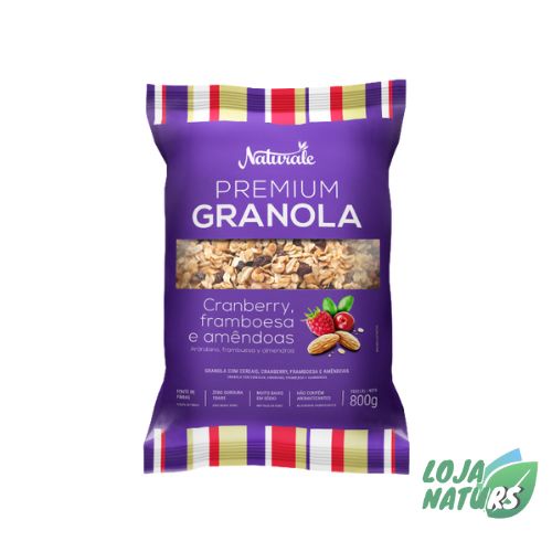 Granola Premium 800g - Sabor Cranberry, Framboesa e Amêndoas - Naturale