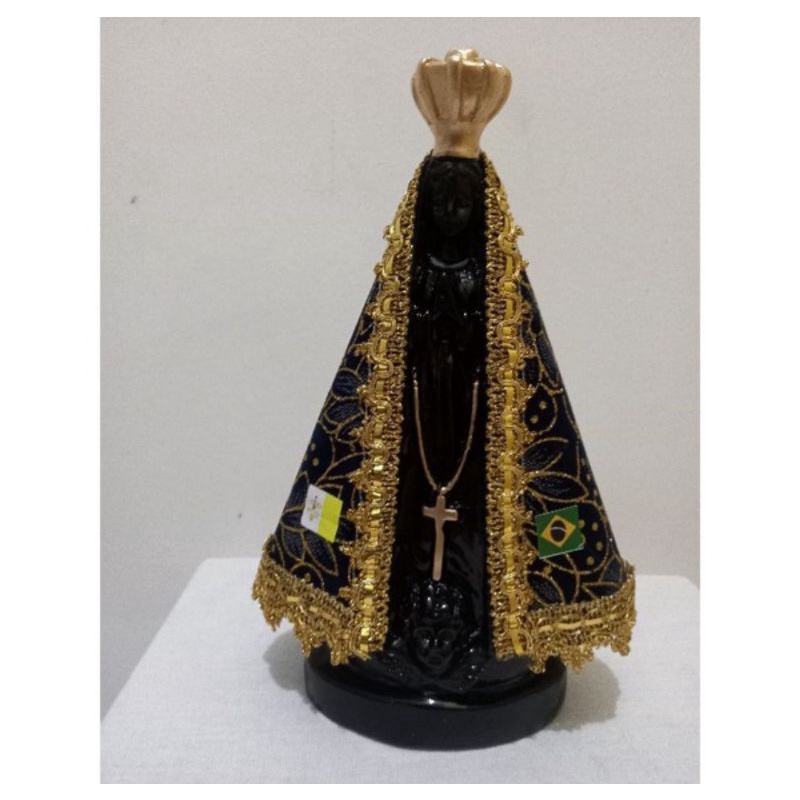 imagem Nossa senhora Aparecida manto de veludo brilhoso 24cm