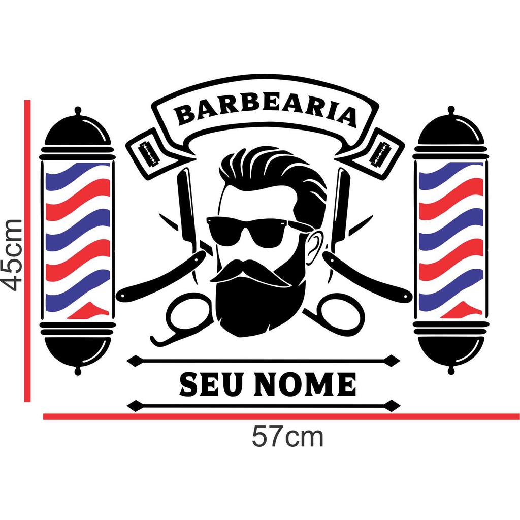 Adesivo Barbearia Barbeiro Salão Parede Vidro Parede Bb148 | Shopee Brasil