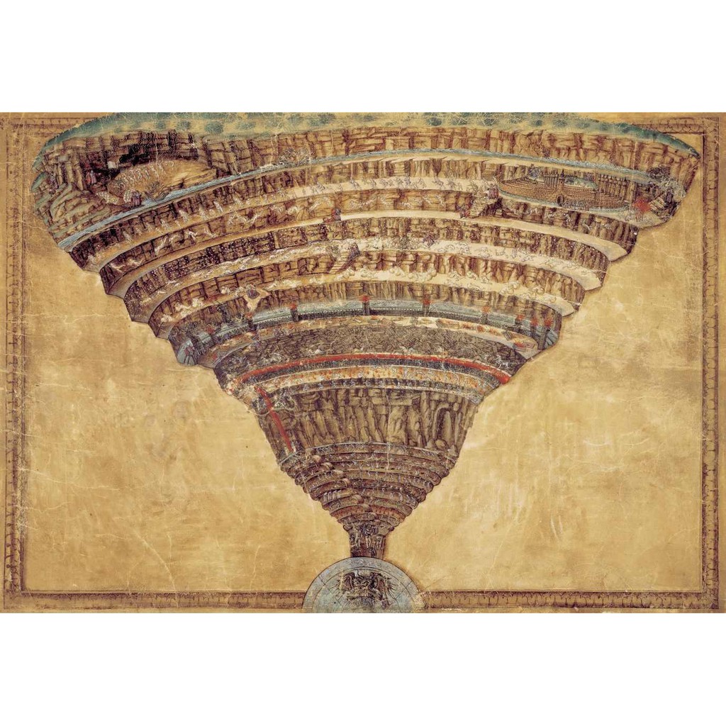 Mapa do Inferno (1480) - Sandro Botticelli - Tela Canvas Para Quadro