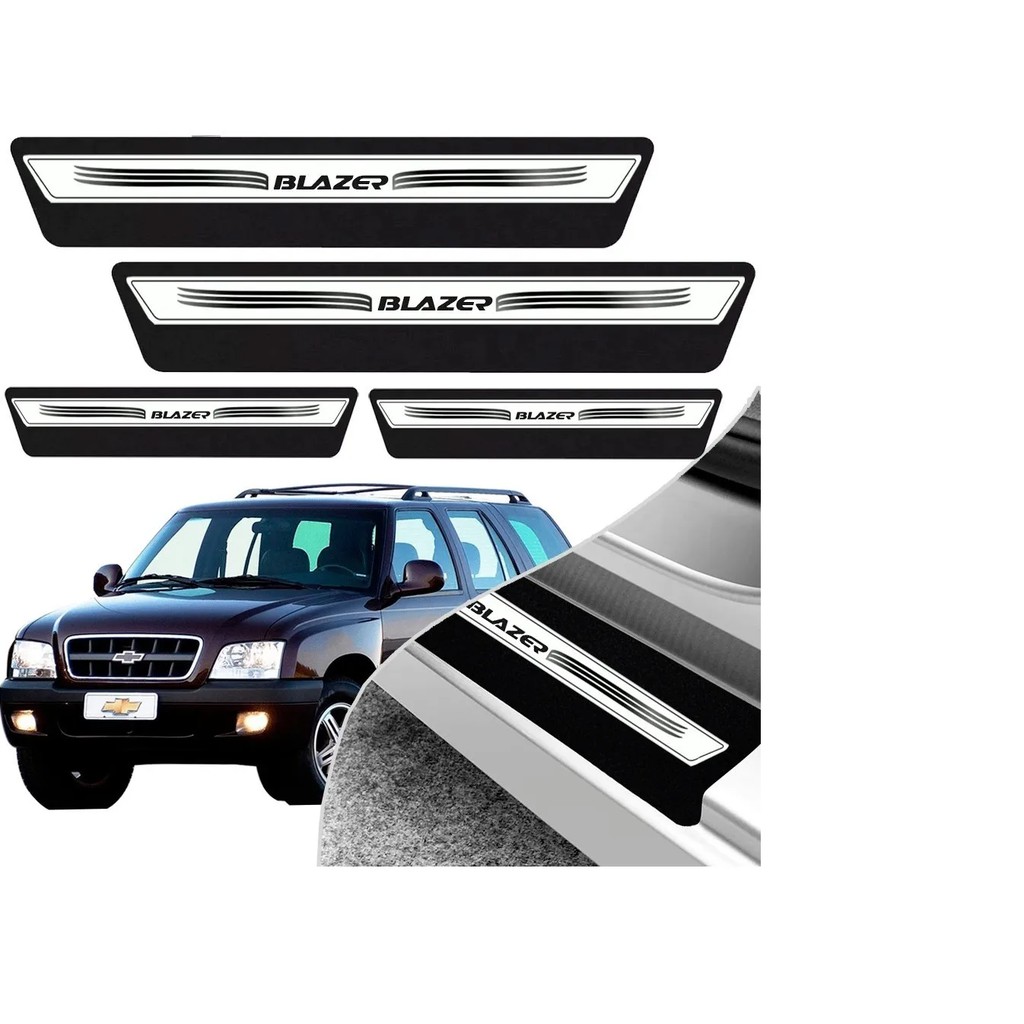 Kit 8 Peças Soleira Adesivo Porta Gm Blazer 97 98 99 2000 2001 2002 2003 2004 2005 2006 2007 2008 2009 2010 2011 - Prata Imperdível !!!! !!! Aproveite!