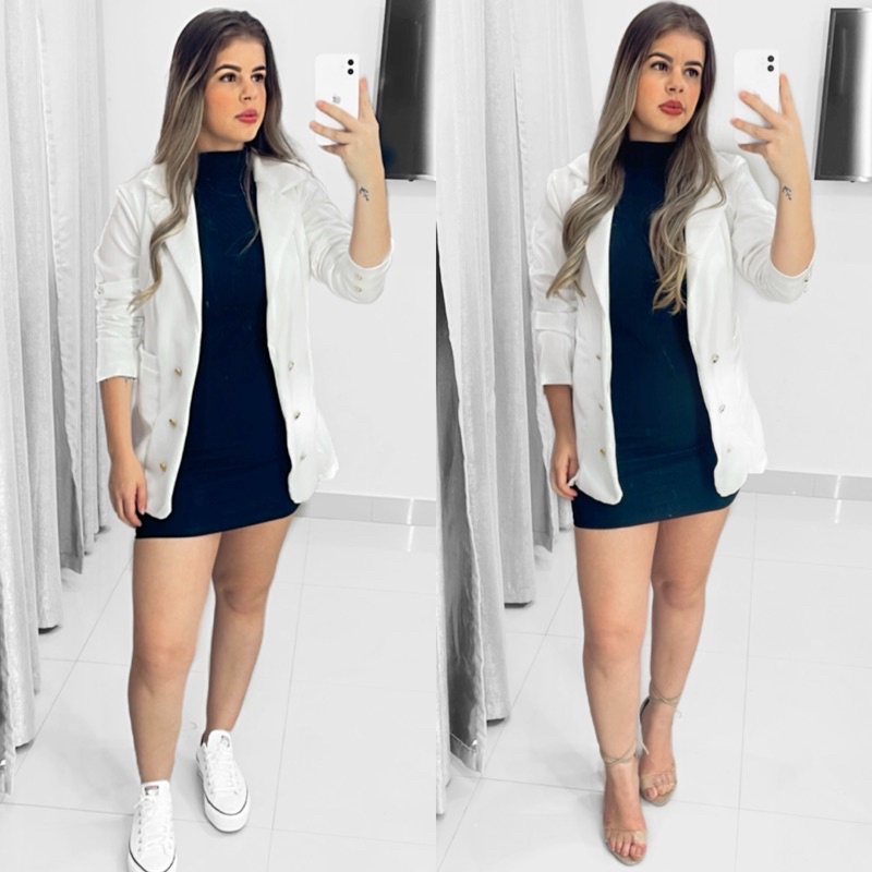Look vestido e Max blazer alfaiataria ou peças separadas