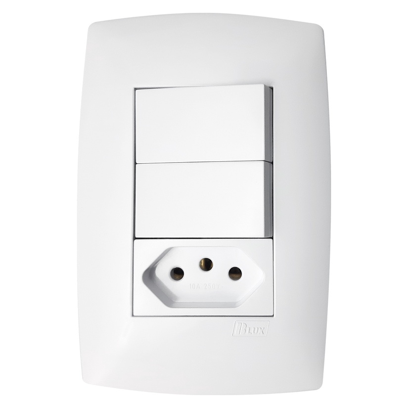 1 Tomada 10a + 2 Interruptor Simples 4x2 Branco - Blux em Oferta na Shopee