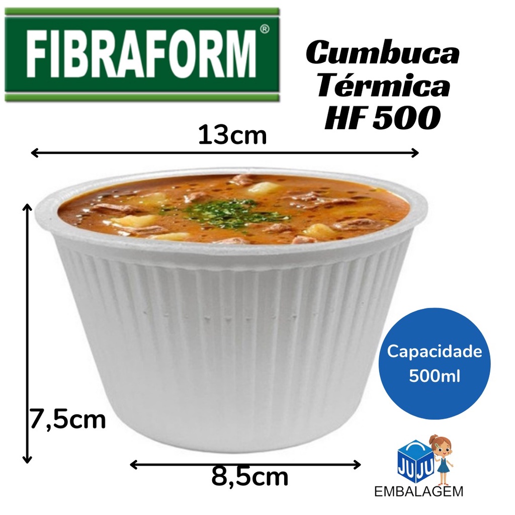 50un- Cumbuca Termica Isopor 500ml- Pote Térmico Hf500