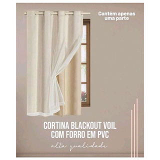 Cortina Blackout Blecaute Com Voil liso Corta luz 1 parte 1,40 × 1,80