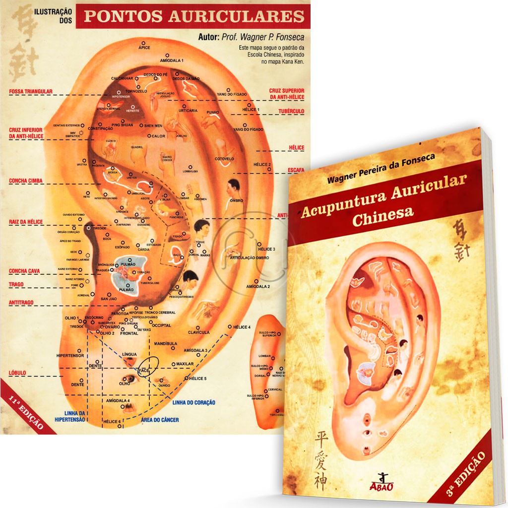 Mapa e Livro Acupuntura Auricular Chinesa - Wagner P. Fonseca