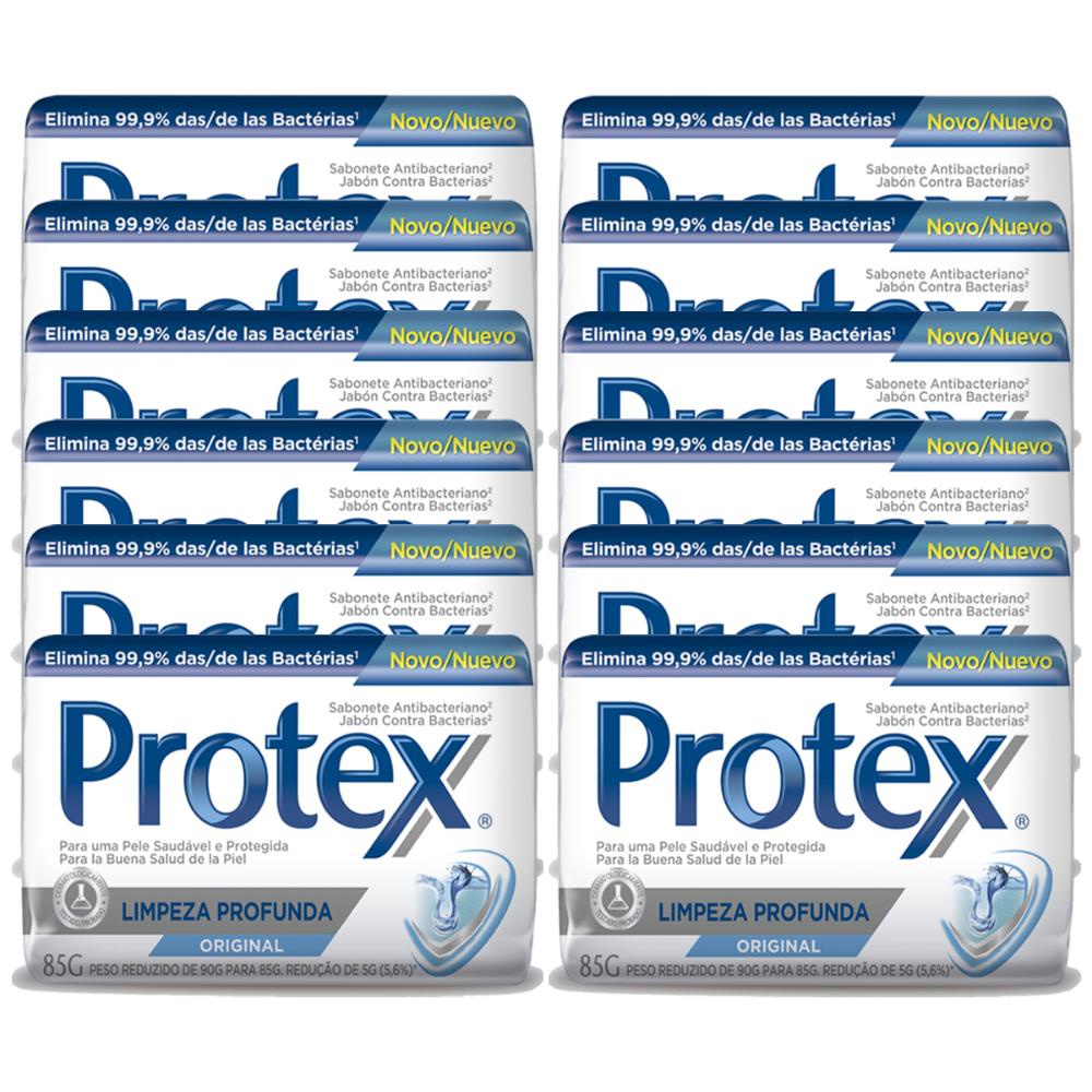 Kit Sabonete em Barra Protex Limpeza Profunda 85g com 12 unidades