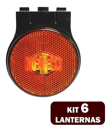 Kit 6 Lanternas Lateral Led Caminhão Carreta Com Suporte Amarela P
