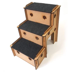 Escada Pet Cachorros e Gatos em MDF 6mm com carpete Antiderrapante