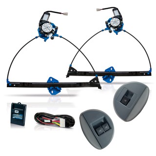 Kit Vidro Eletrico Gol Saveiro G4 2 e 4 Dianteiro  Portas Moldura Cinza Inteligente