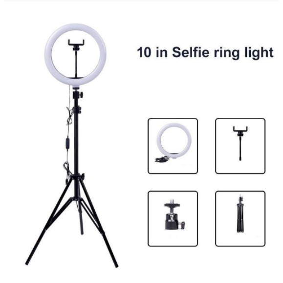 Iluminação 1 Ring Light 26cm com Suporte para Celular e 1 Ring Light 16cm
