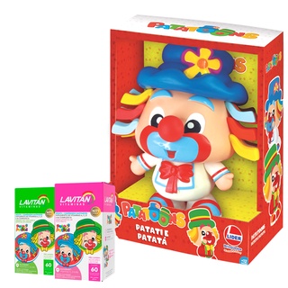 Boneco Vinil Patatí + 1 Sabor Tutti Frutti +1 Sabor Uva, Li