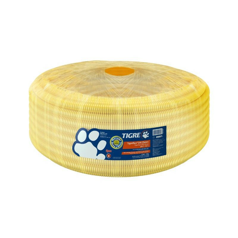 Conduite Corrugado PVC Amarelo Rolo 32mm Rolo 25m Tigre em Oferta na Shopee