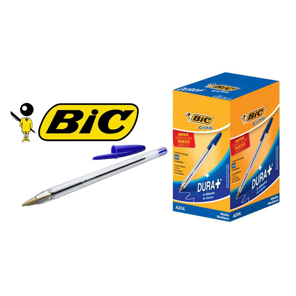 Caneta Bic cristal esferográfica azul caixa c/50