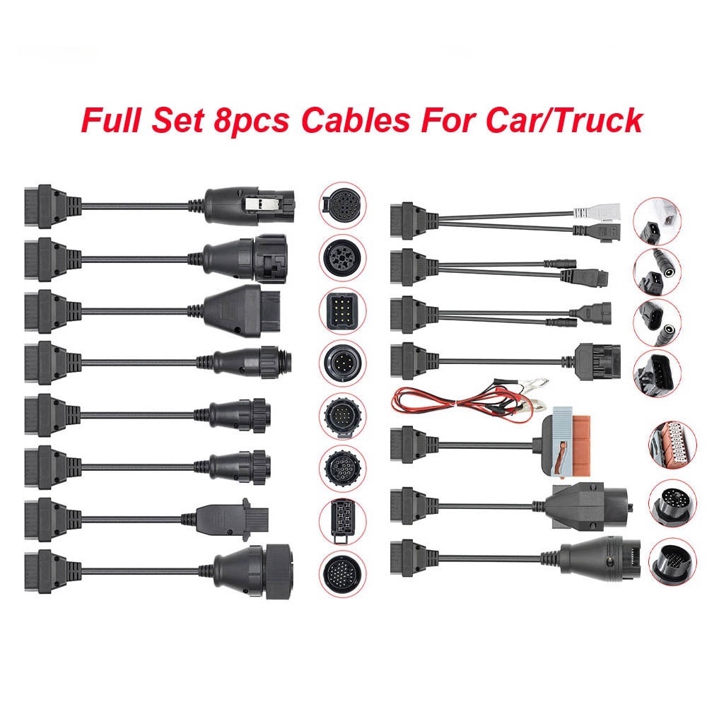 Conjunto Completo De 8 Cabos Para Caminhão , Carro , Automotivo , Scania , BMW , OBD , OBD2 , Scanner , Ferramenta Autom