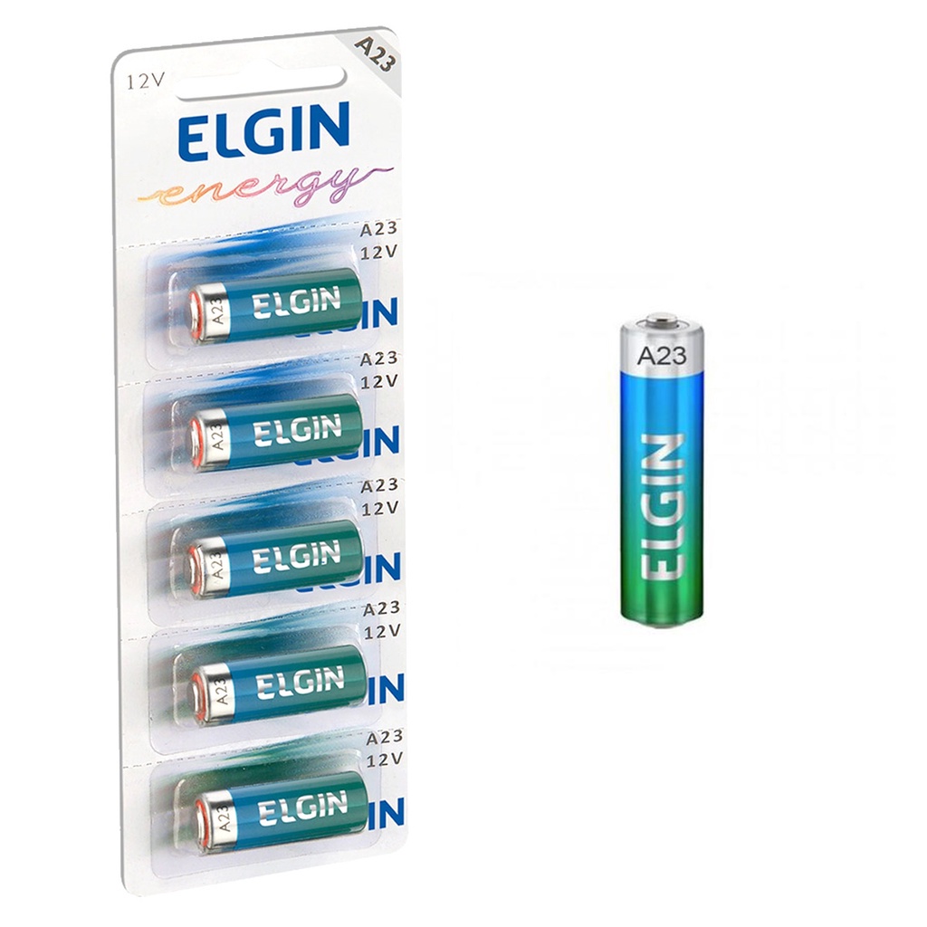 Pilha Alcalina 23A Elgin Bateria MN21 V23GA A23 5 unidades