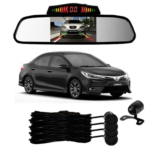 Sensor De Ré + Espelho Camera Ré Toyota Corolla Preto em Oferta na Shopee