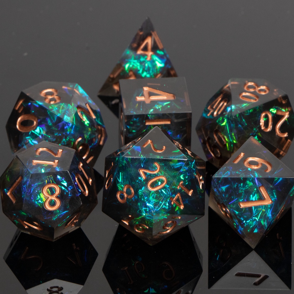 Dados DND Poliédricos ZHOORQI – Set De 7 Dados De Metal Con Dragón 3D En Su Interior Y Acabado Fluorescente Que Brilla En La Oscuridad