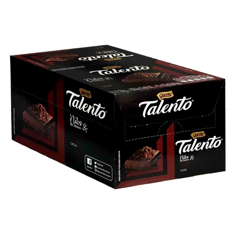 Chocolate Talento Nibs Dark 70% cacau com 15 unidades de 75g - Garoto