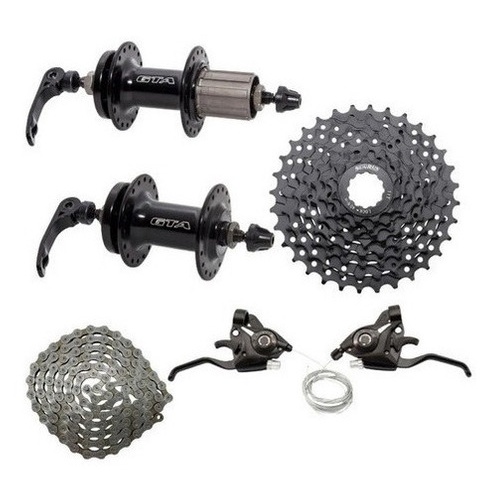 Kit Par De Cubos Cassete K7 8v Corrente Trocadores Bike Mtb