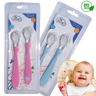 Talheres de colher de silicone para bebê Alimentacao com 2und em Oferta na Shopee