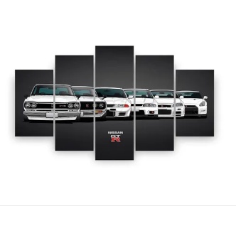 Quadros Decorativo Mosaico Nissan Skyline Gtr R34 5 Peças Mdf Full Hd