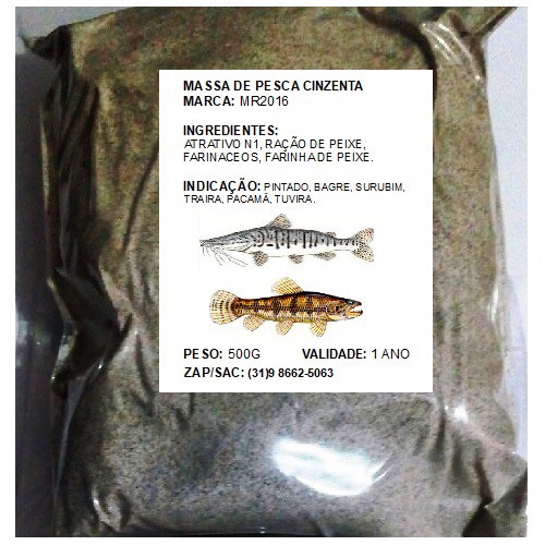 Kit 2 De 500g Massa De Pesca Cinzenta 500g Isca Para Bigodudos Pintado Pirarara Bagre Tuvira Sarapó