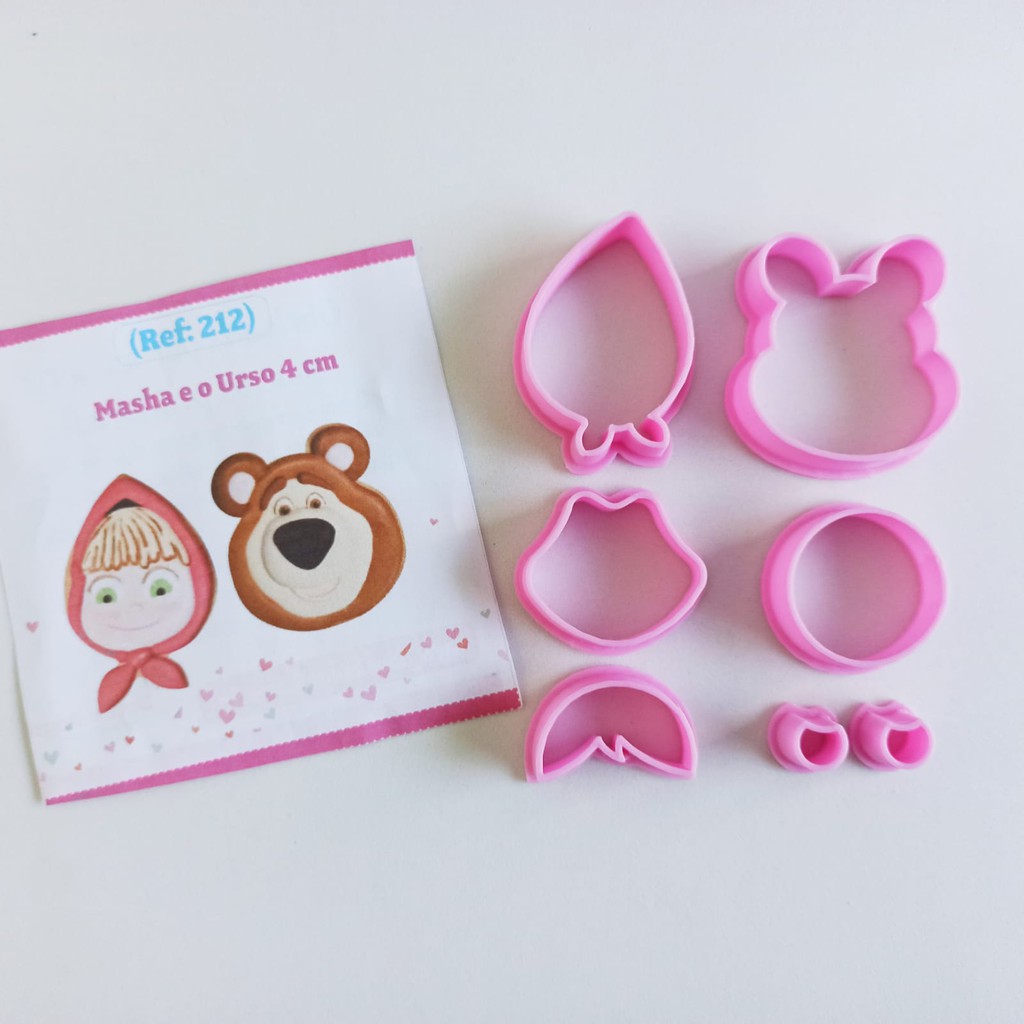 Cortador em PLA Masha e Urso 4 cm Para Biscuit e Pasta Americana