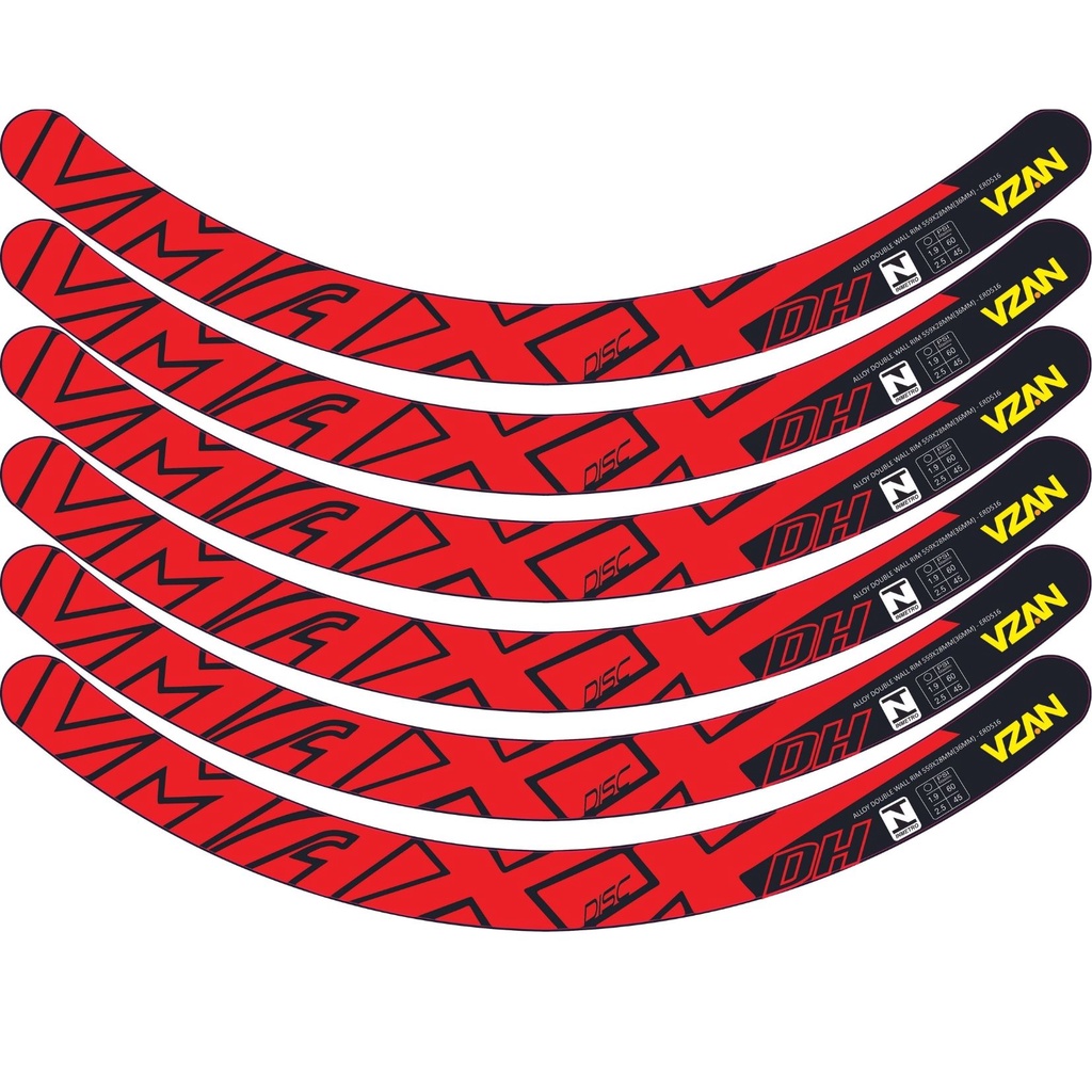 6 Adesivos Aro Vmaxx Freio A Disco kit para 1 roda vermelho