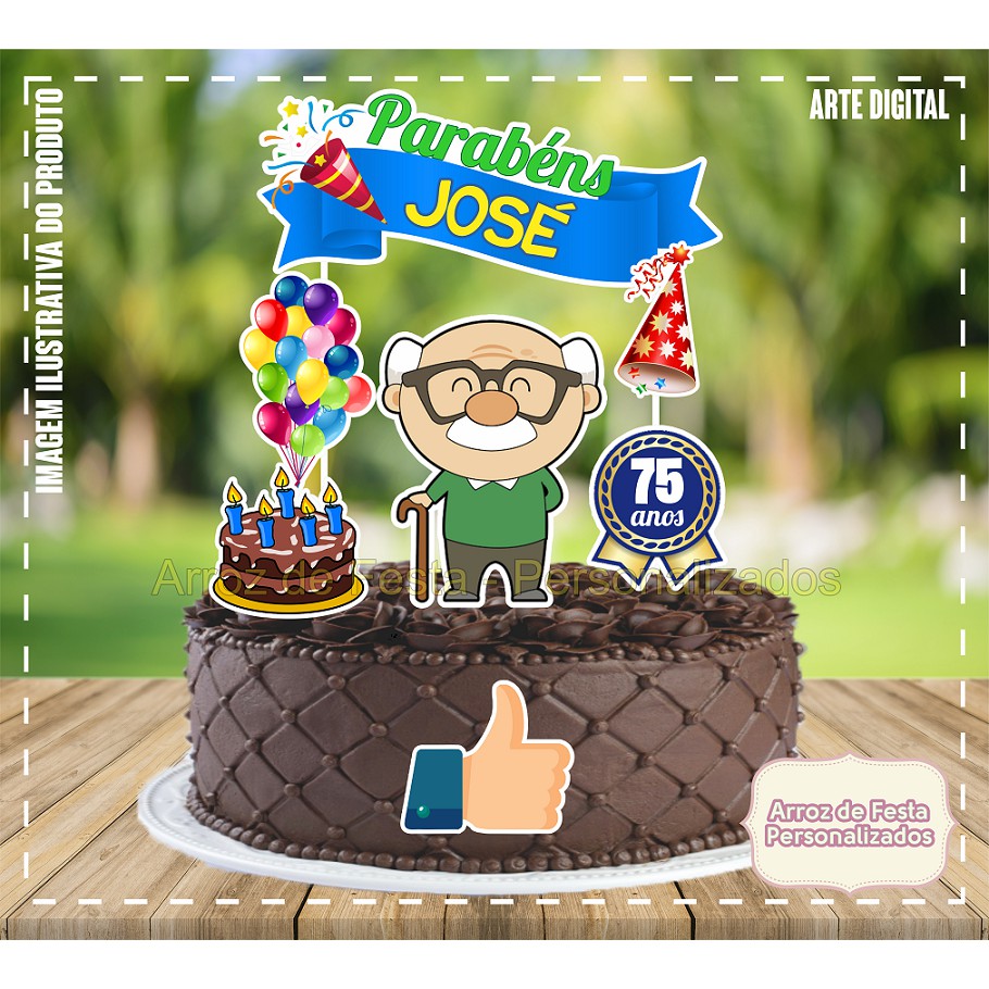 Topo de Bolo Topper de Bolo Personalizado Vovô Avô Pai Papai