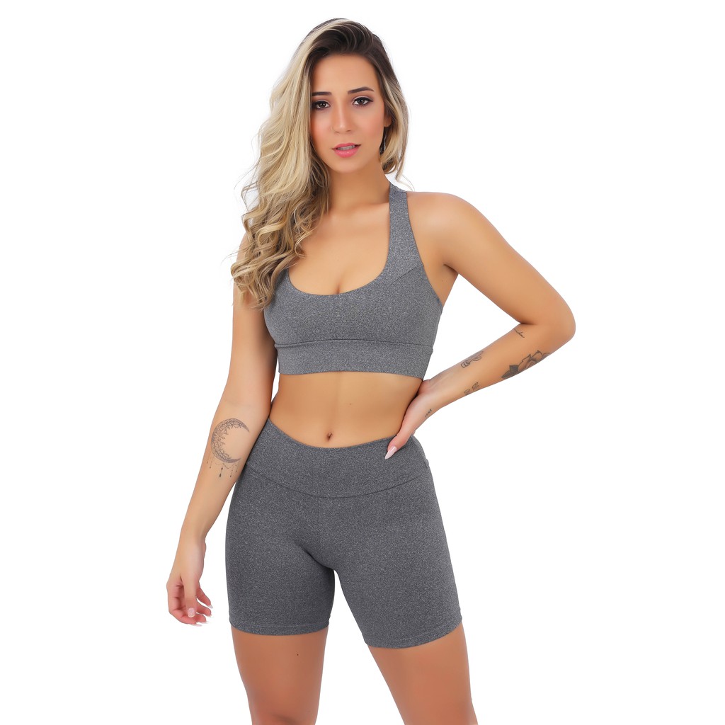 Conjunto Fitness Feminino Top Short Roupas P/ Academia A19