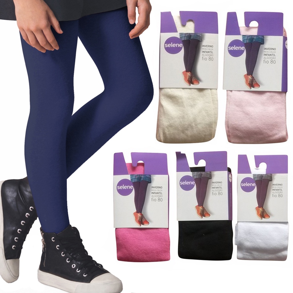 Meia Calça Infantil Selene 9555 Fio 80 Opaca Ideal Para Inverno Frio Algodao Dança Bailarina Jazz Criança Macia Dia a Dia Bale Escola Confortavel Menina Garota Estilo Elegante Presente Filha Irma Neta