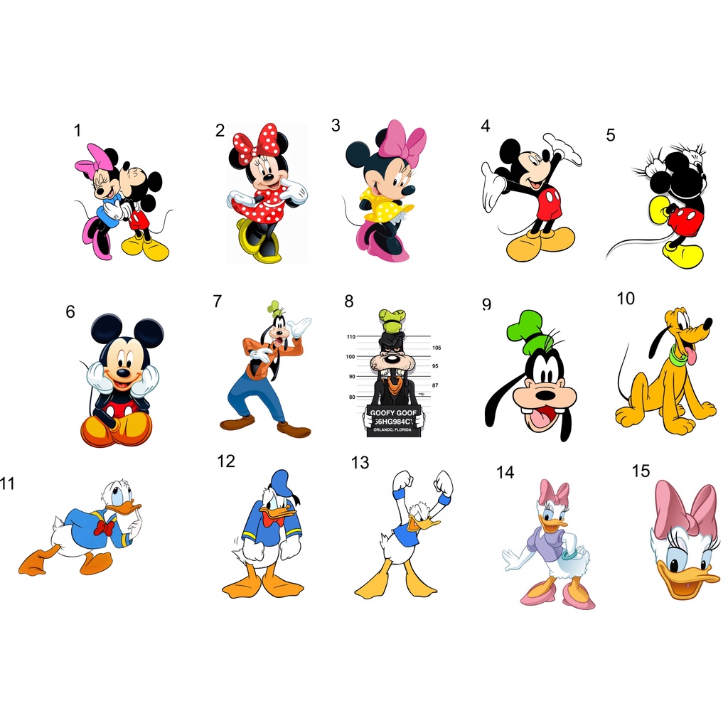 15 Estampas Impressas Sublimação Camisetas Disney