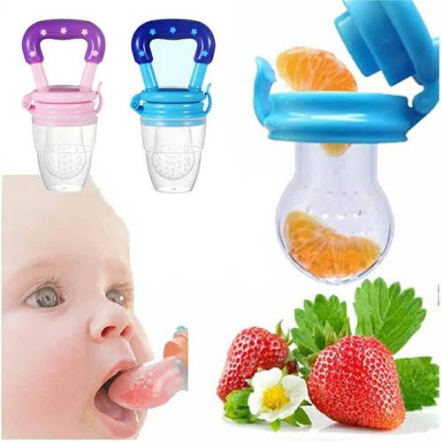 Chupeta Alimentadora Mordedor Porta Frutas Para Bebês Bico de Silicone Com Tampa em Oferta na Shopee