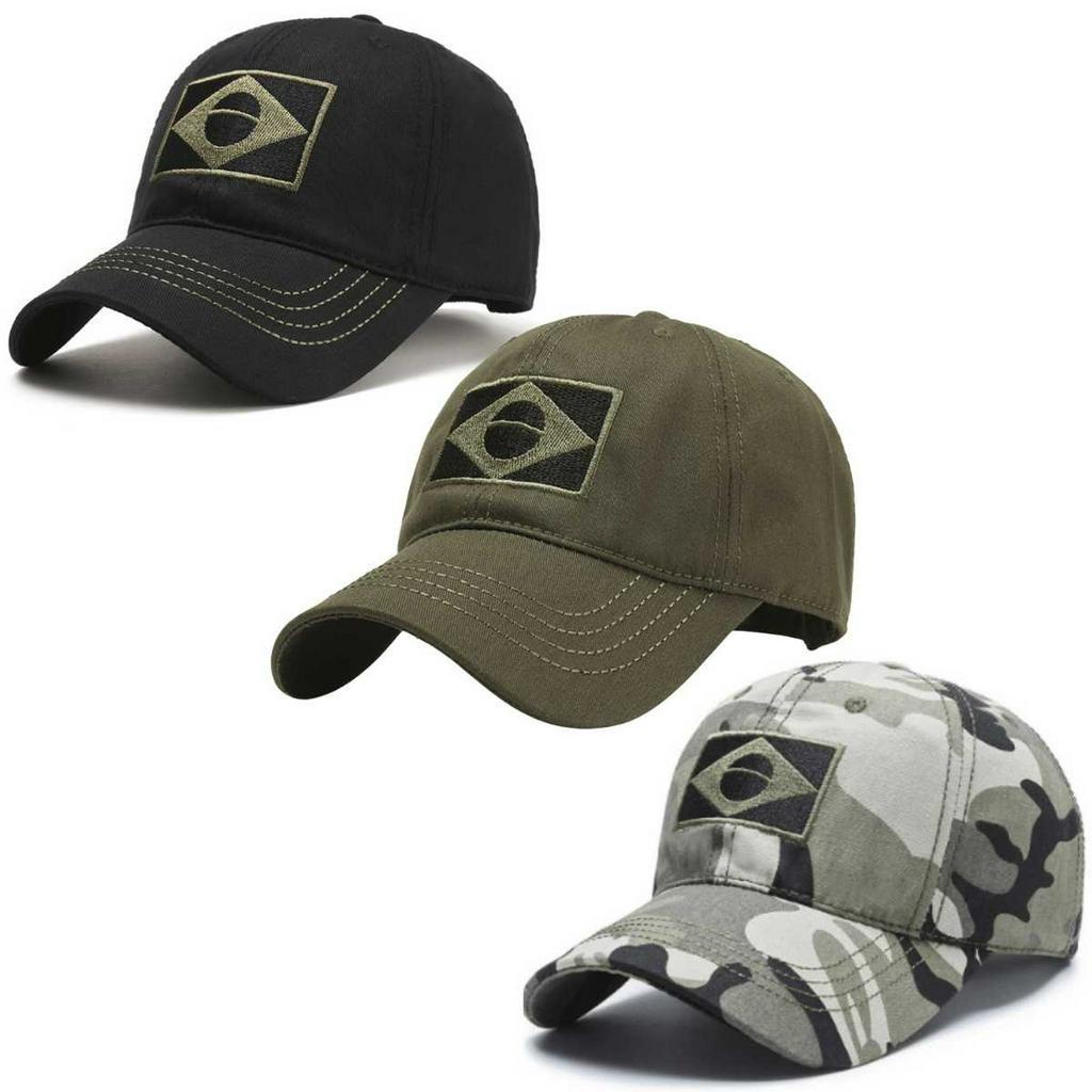 Boné Tático Militar Bandeira Brasil Bordado Camuflado Preto Verde Ajustável Patriota em Oferta na Shopee