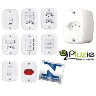 Tomada Interruptor Sobrepor com caixa externa Pluzie sistema X