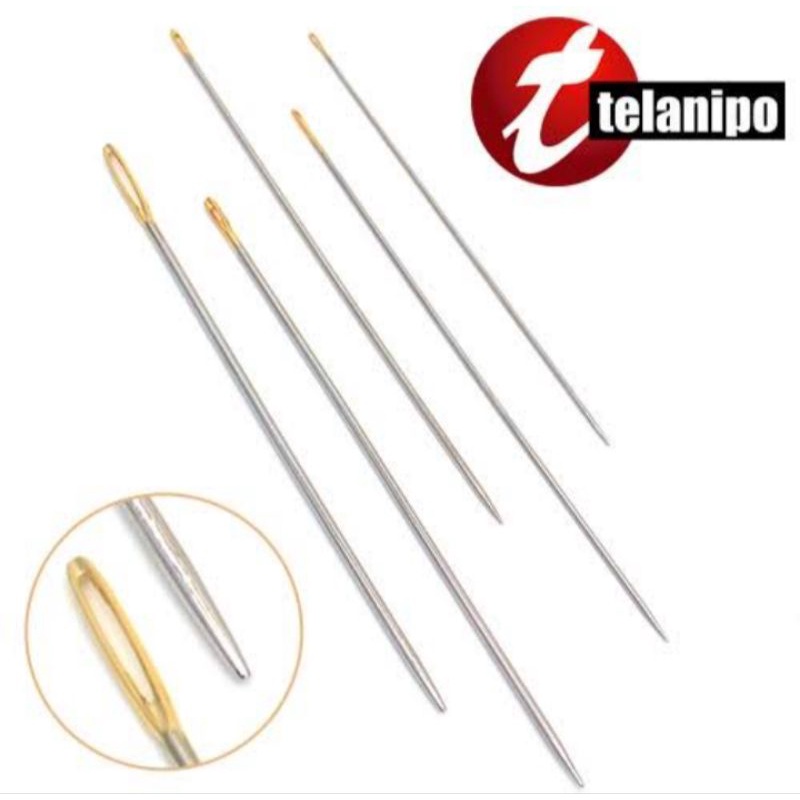 agulha longa com cabeça dourada ótima para bonecas de pano, frivolite, estofados e outros... marca telanipo
